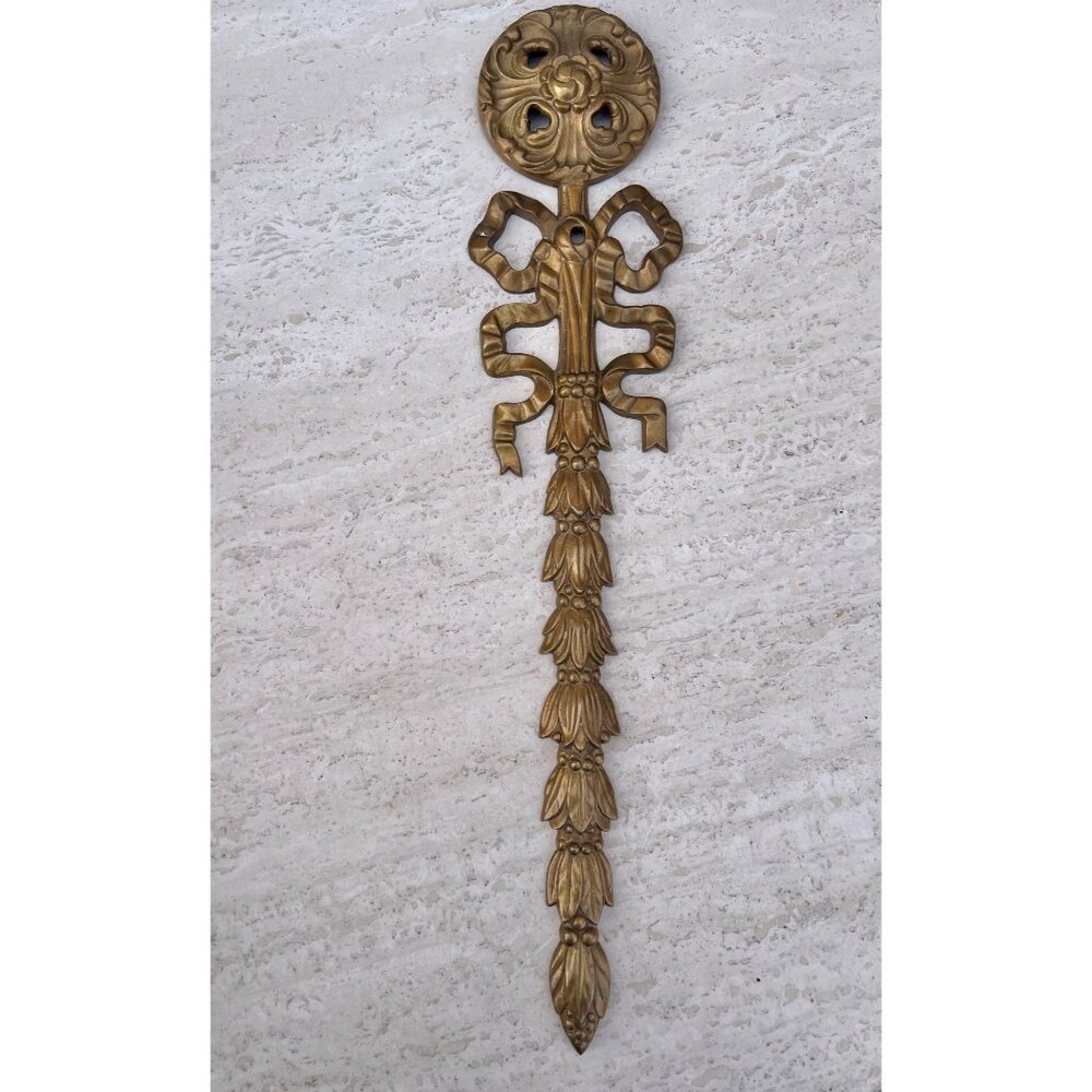 Brass Wall Ornament Bow VTG 16” Decor Chateau Chic Traditional French Country